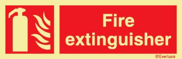 Fire-fighingequipment sign, symbol with compl. tex